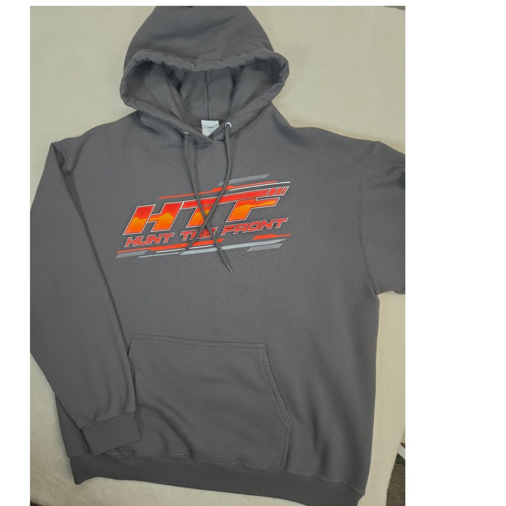 Hunt The Front Racing Hoodie Mens XL Grey Kubota Dirt Trackside Graphic Sport